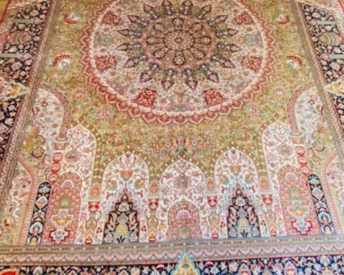 silk on silk carpet hand knotted